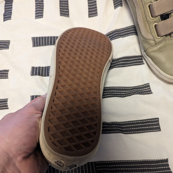 Vans tan leather & canvas Velcro sneakers size 10.5 - Picture 4 of 5